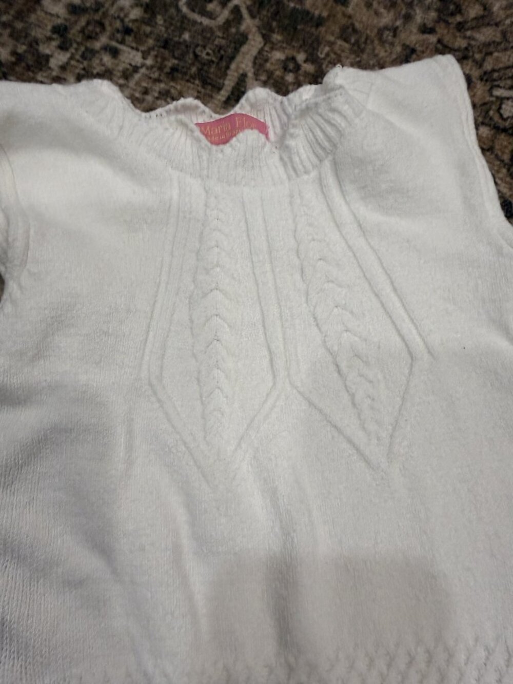 Maria Flor Ivory Scalloped Pointelle Knit Bodysuit Brazil - Picture 7 of 7